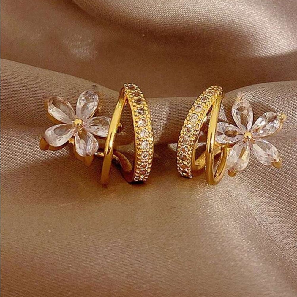 Gold Floral Double style Earring A1712